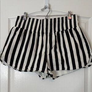 Akira Black and White Striped Denim Shorts XL